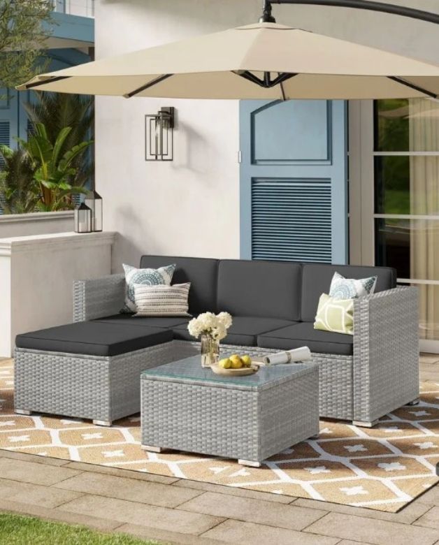 Stylish rattan balcony furniture with hidden storage in Duba