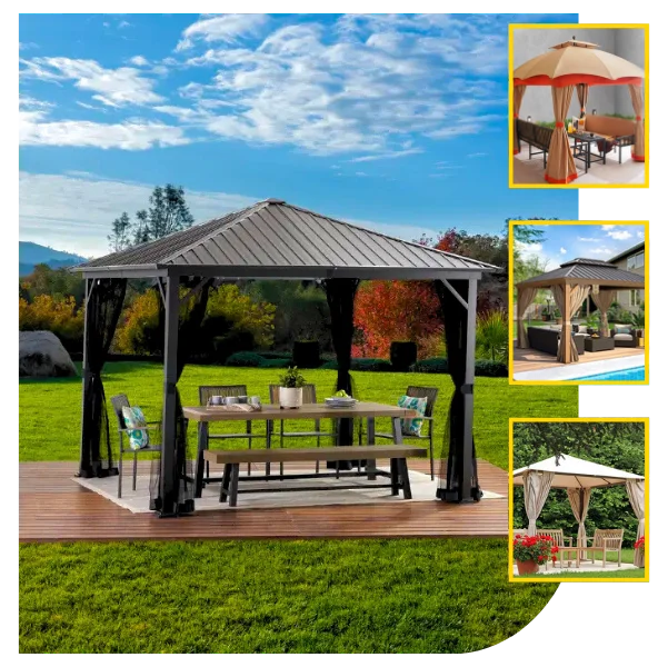 Modern outdoor gazebo furniture set in Dubai.