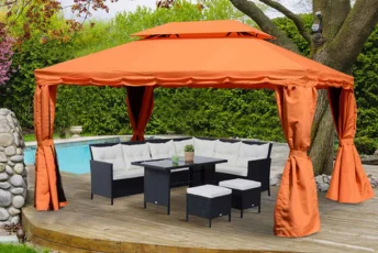 Rattan gazebo furniture for outdoor lounging