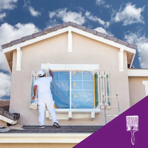 Exterior wall painting with weather-resistant finish