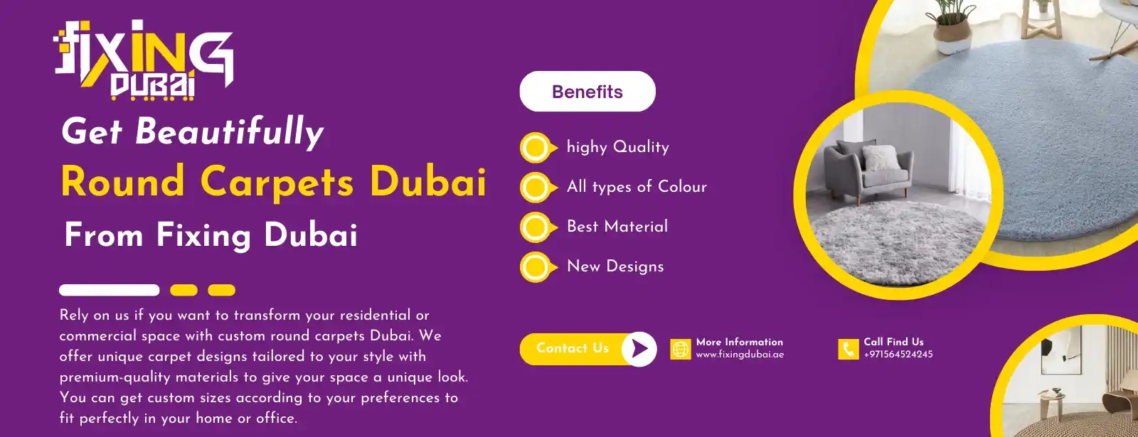 Home round carpets Dubai interior