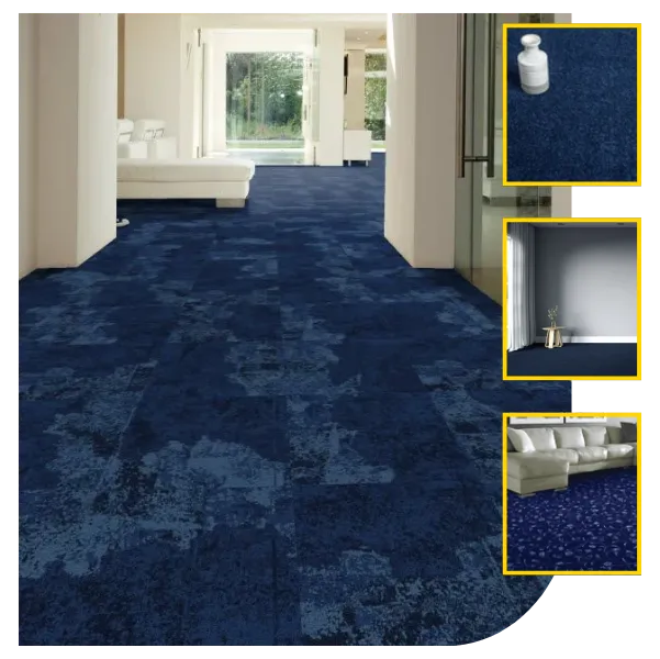 Blue and white carpet flooring