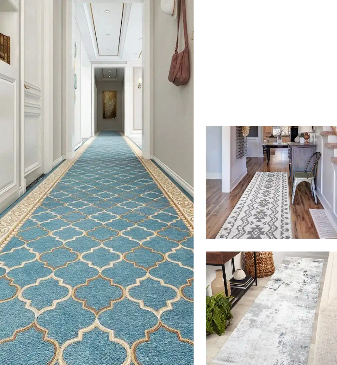Blue carpet runner for halls