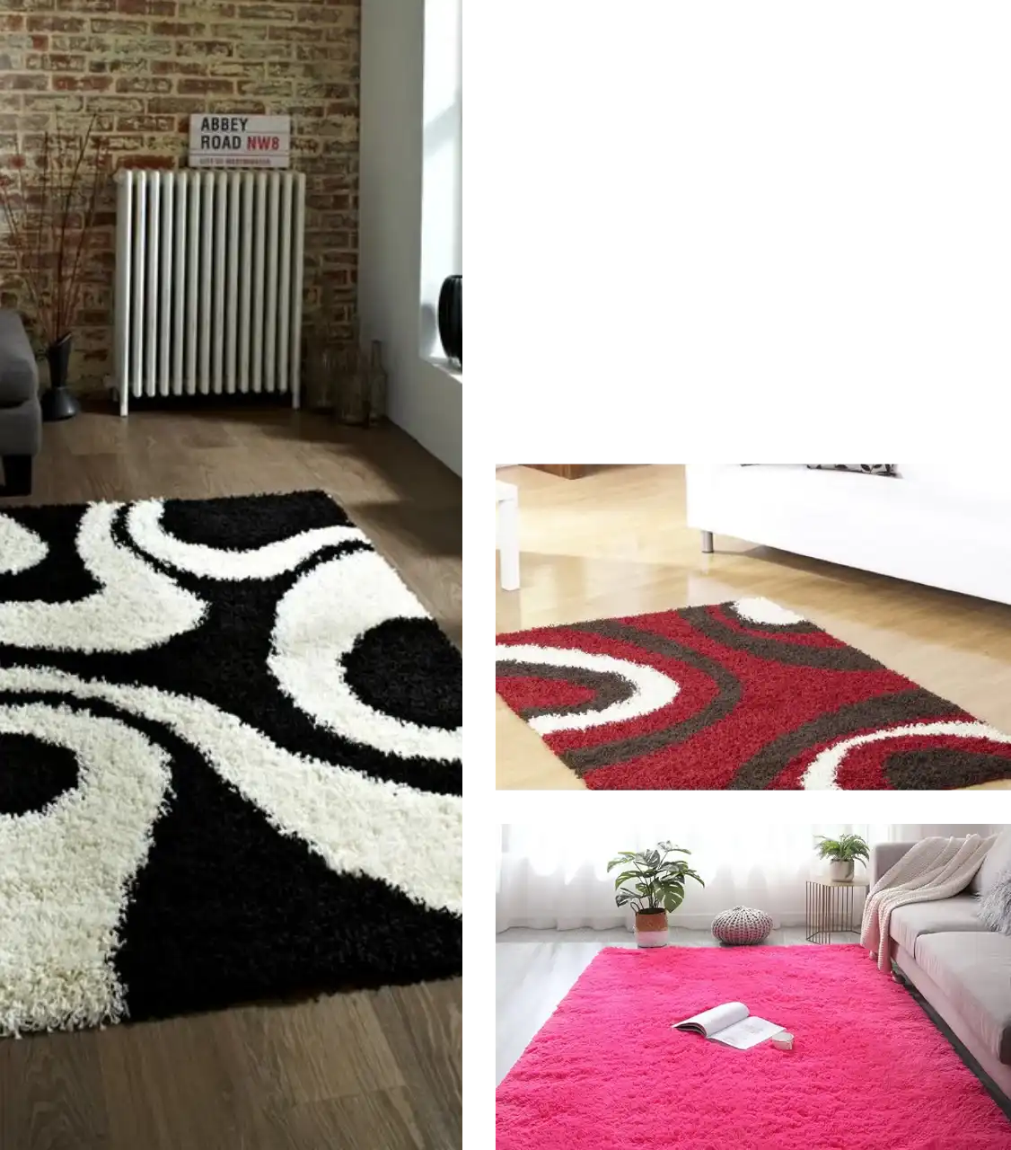 Grey shaggy rug for modern interiors