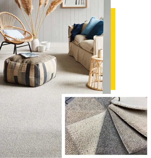 Natural wool loop carpet flooring