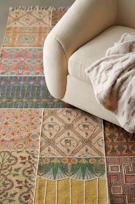Geometric patchwork rug modern pattern