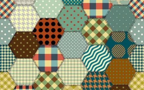 Geometric patchwork rug modern design