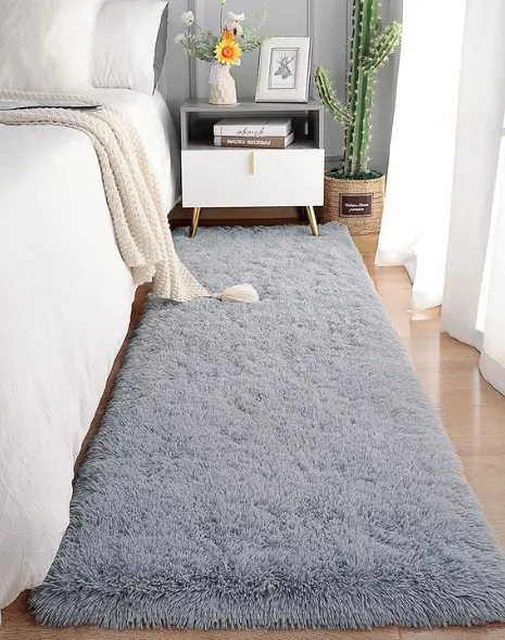 Grey bedroom rug modern style