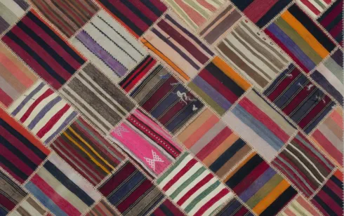Kilim patchwork rug handmade design