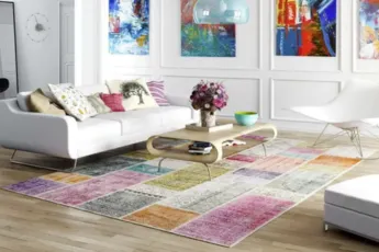 Modern patchwork area rug design