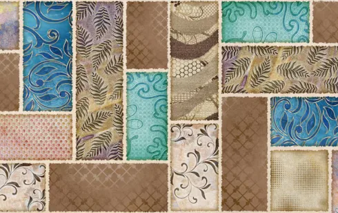 Vintage patchwork rug colorful design