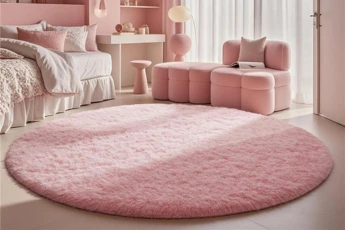 Soft pink bedroom rug