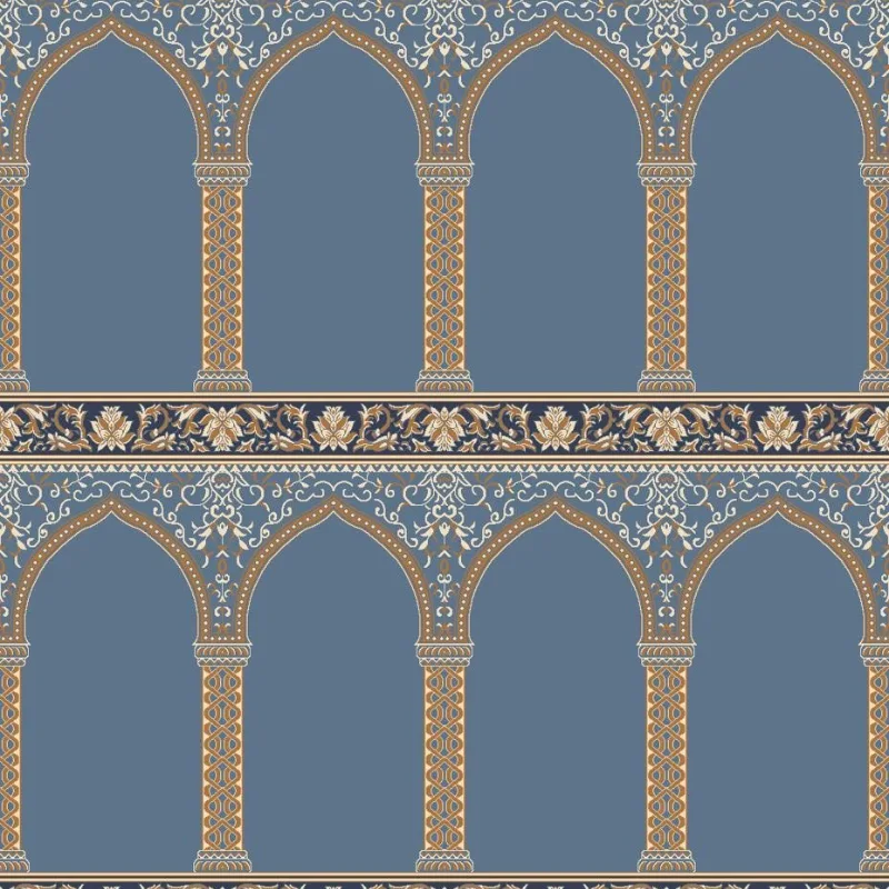 Mosque carpet with Hira pattern in sky blue