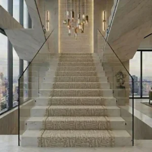 Installed moderne stair runner view.