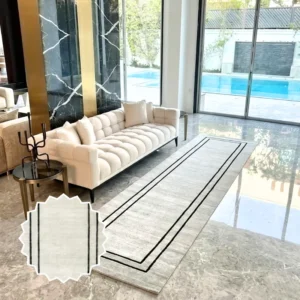 Pearl With Black Bordered Rugs