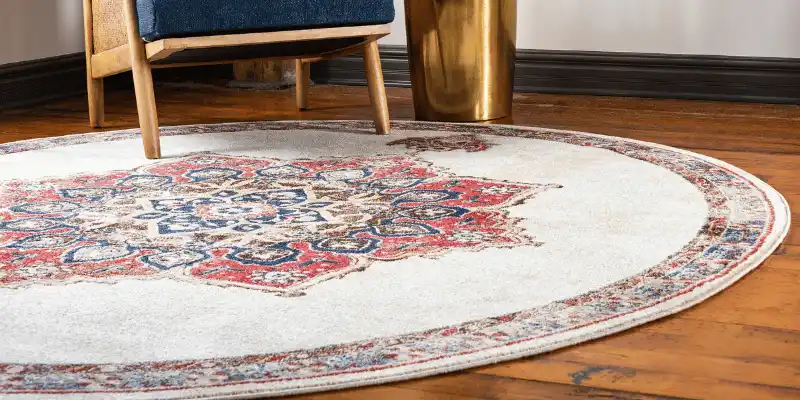 Modern circular round rugs Dubai decor.